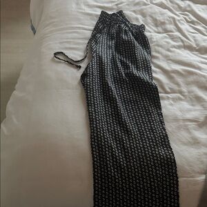 Zara Black and White Patterned Wide Leg Pants/ Trousers